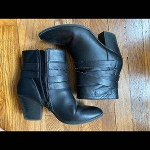 Women’s black heeled ankle boots